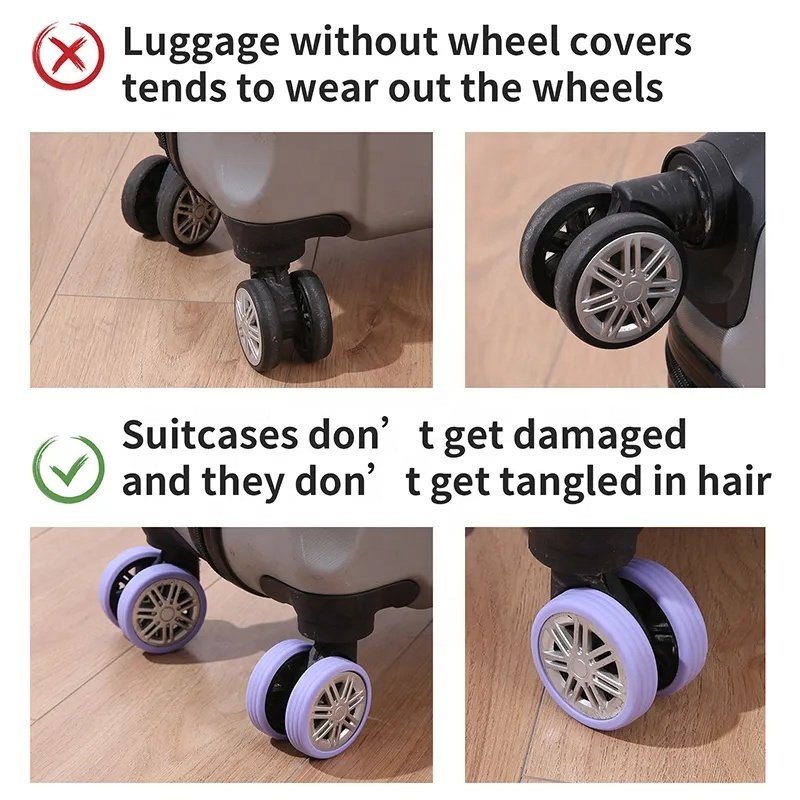 8pcs Travel luggage suitcase wheel protector Silicone Silent Protection Cover Trolley Case Silicone Caster Cover