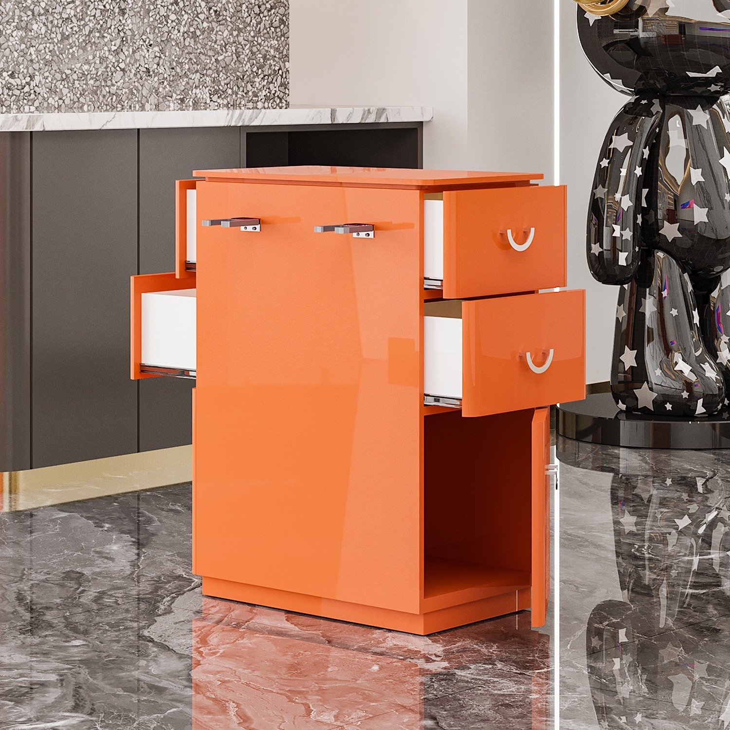 New hair salon tool cabinet hairstylist drawer style standing cabinet hair salon specific density board storagecabinet