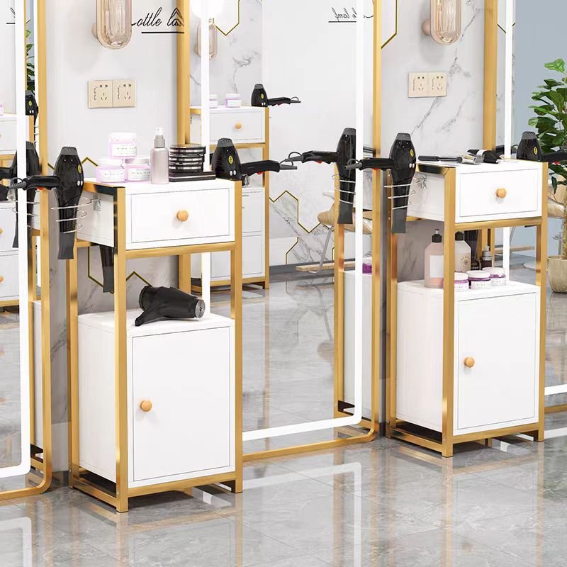 Salon Furniture Barber Shop Multifunctional Salon Trolley Metal Wooden Cabinet Haircut Barber Cabinet With Drawer