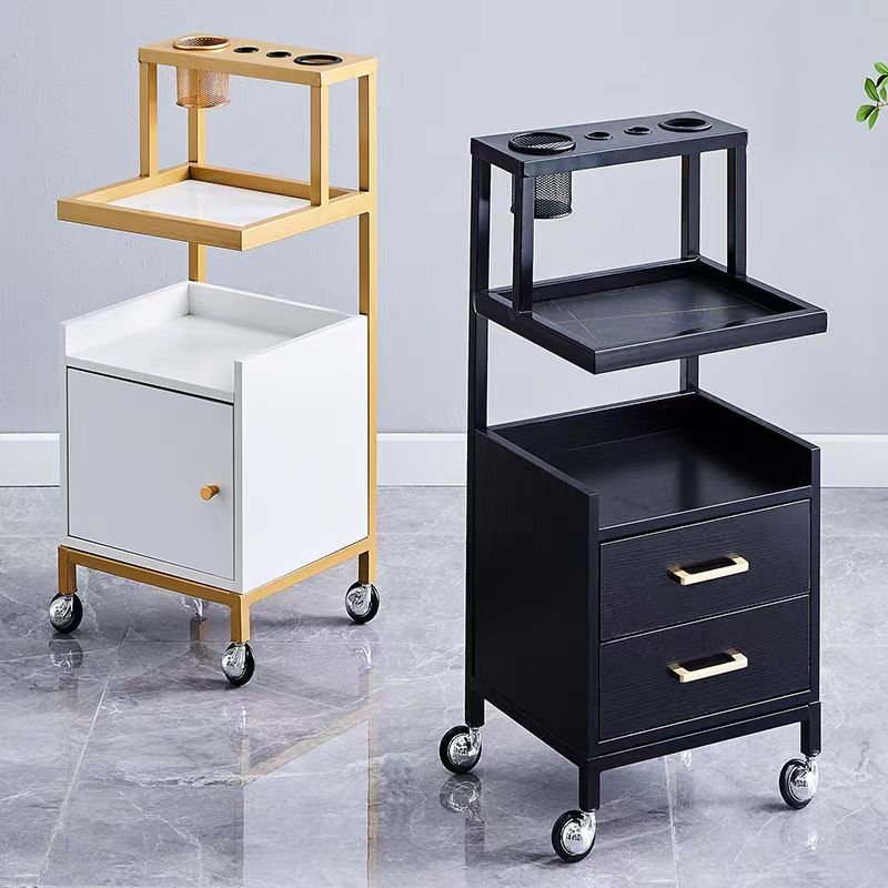 Salon Furniture Barber Shop Multifunctional Salon Trolley Metal Wooden Cabinet Haircut Barber Cabinet With Drawer