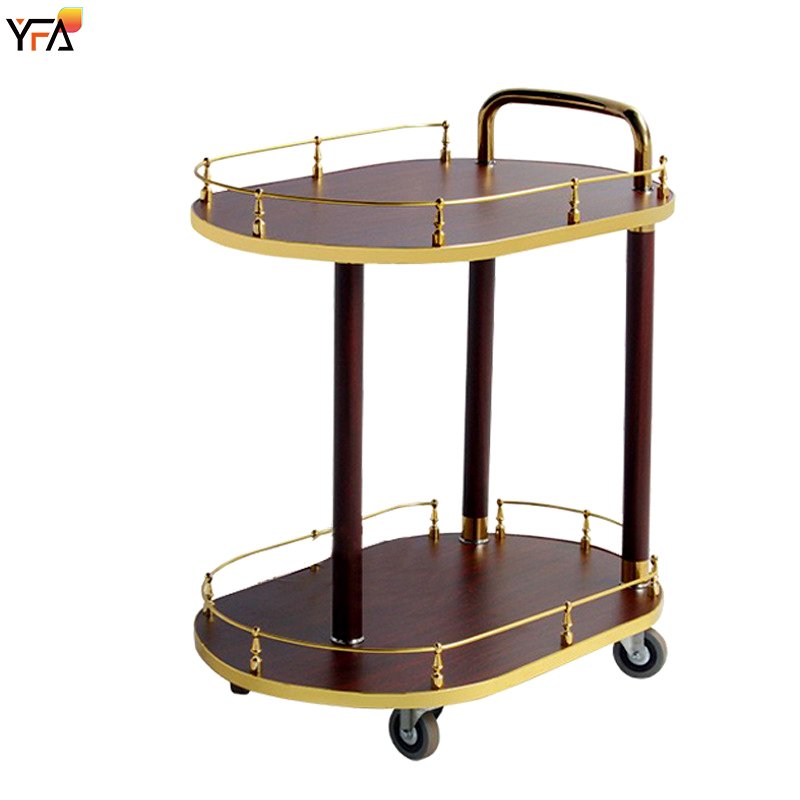 Luxury Wooden Drink Bar Trolley For Hotel Restaurant Weddings Metal Mobile Serving Carts Vintage Mobile Bar Cart
