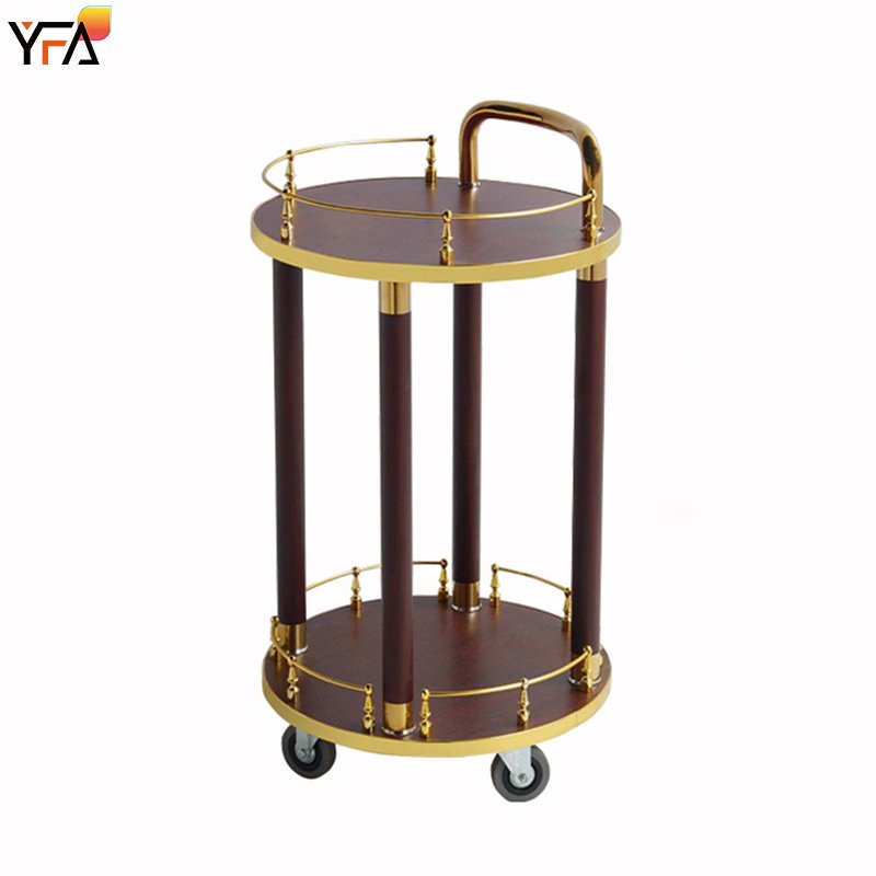 Luxury Wooden Drink Bar Trolley For Hotel Restaurant Weddings Metal Mobile Serving Carts Vintage Mobile Bar Cart
