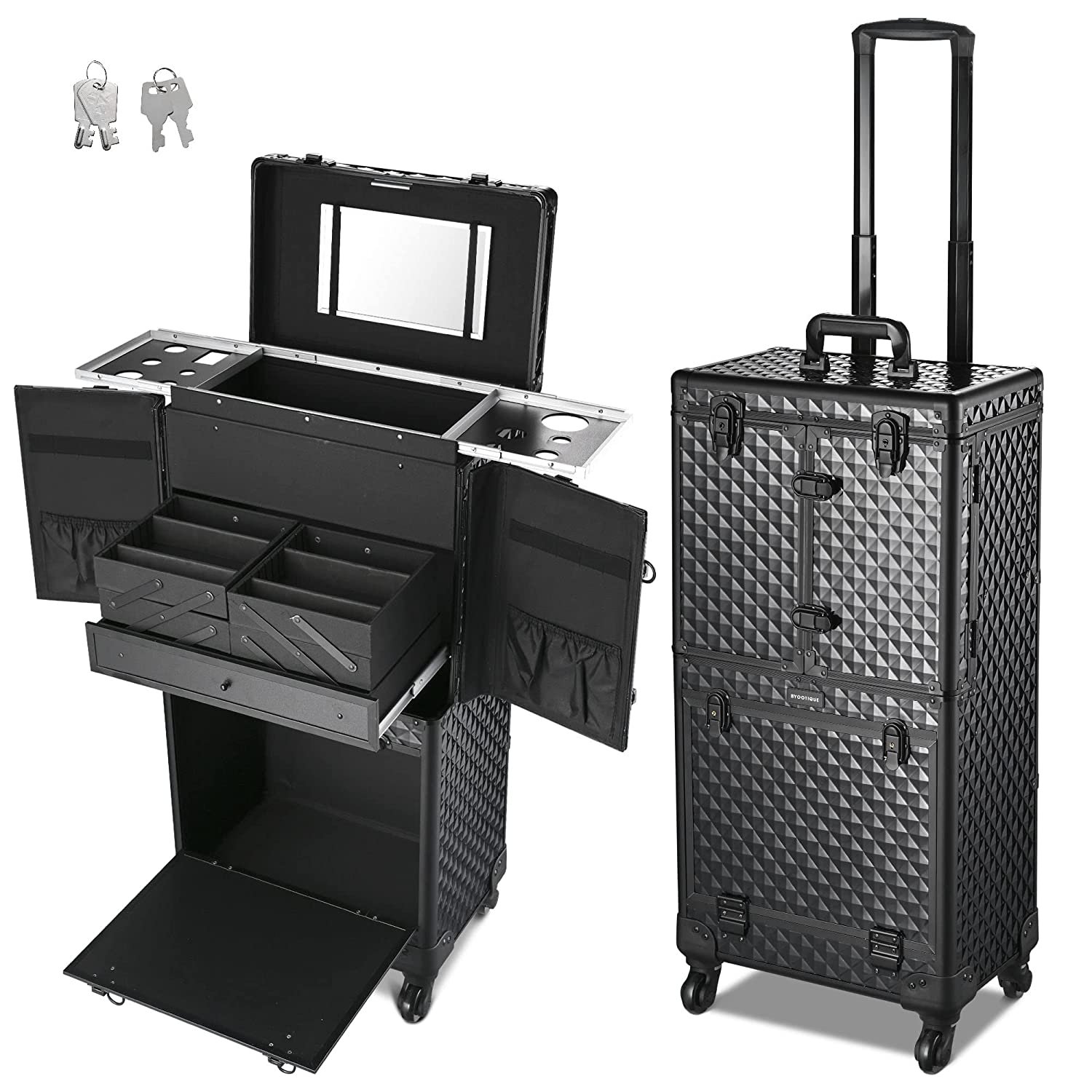 Pro Series Makeup Artists Hair Stylist Salon Rolling barber box with trolley