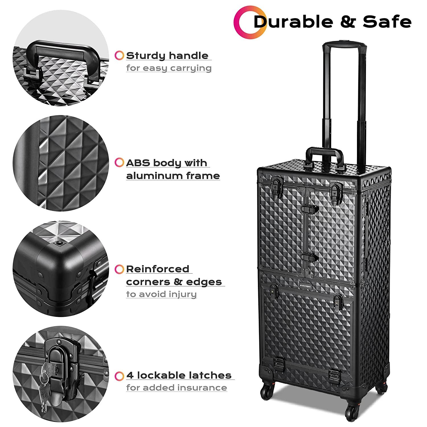 Pro Series Makeup Artists Hair Stylist Salon Rolling barber box with trolley
