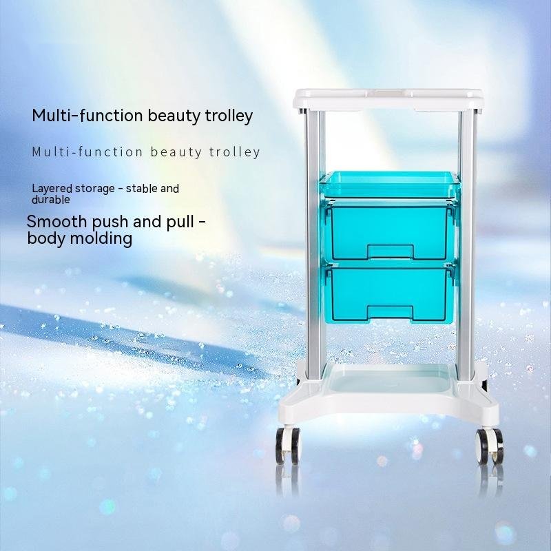 2024 New Beauty Salon Multifunctional Double Drawer Salon Trolley Mobile Beauty Instrument Cart