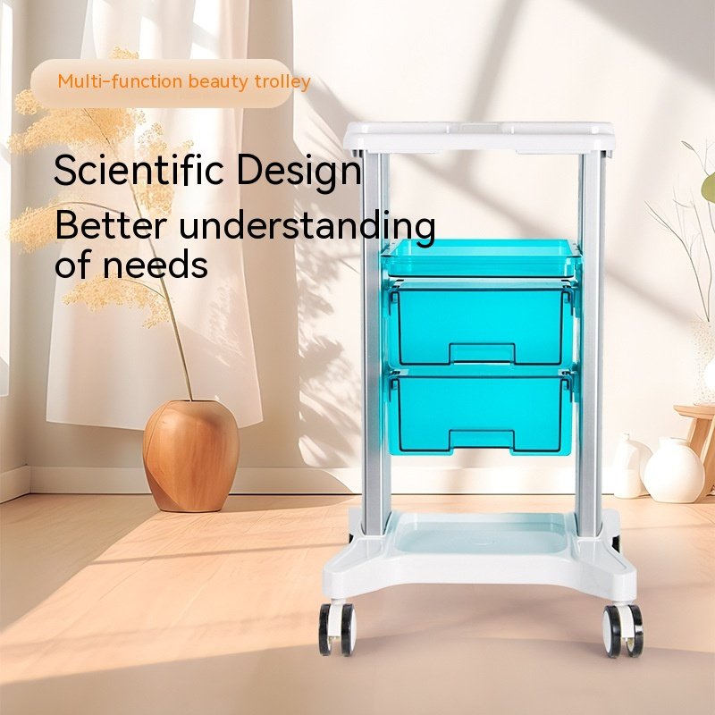 2024 New Beauty Salon Multifunctional Double Drawer Salon Trolley Mobile Beauty Instrument Cart