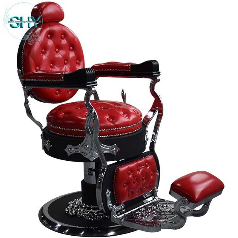High Quality Vintage Luxury Gold Barber Chair for Beauty and Nail Salons Hydraulic Big Pump Barber Shop Chair