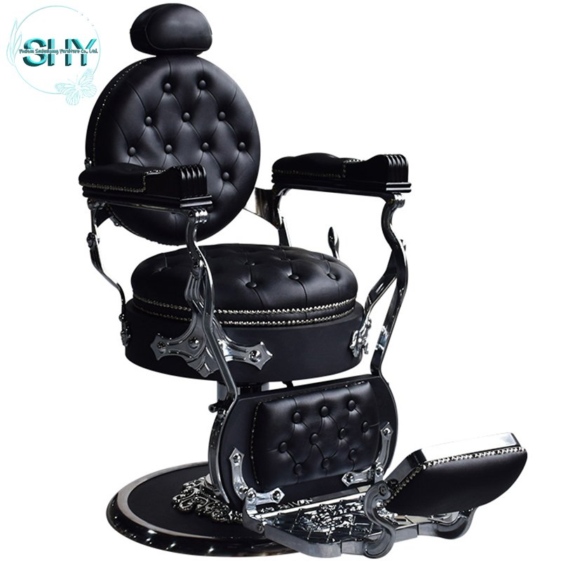 High Quality Vintage Luxury Gold Barber Chair for Beauty and Nail Salons Hydraulic Big Pump Barber Shop Chair