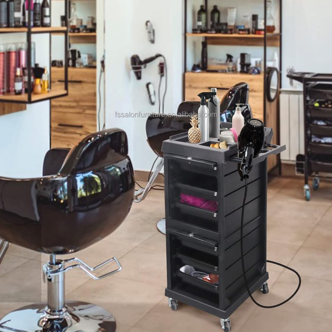 High Quality Barber Shop Equipment Cheap Plastic Salon Trolley Cart with Wheels for Sale