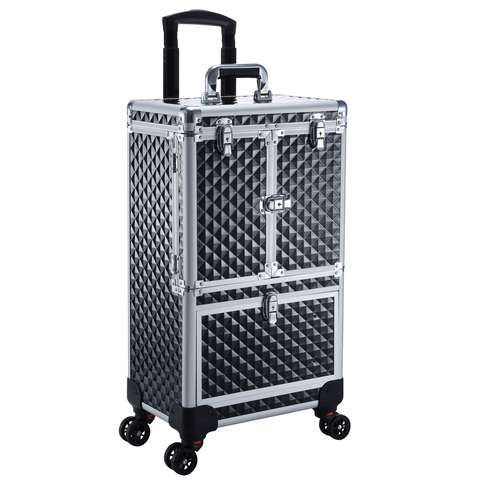 Aluminum Makeup Train Case Rolling Travel Salon Nail Trolley Cosmetic Hairdressing Vanity Storage Organizer Cosmetic Case