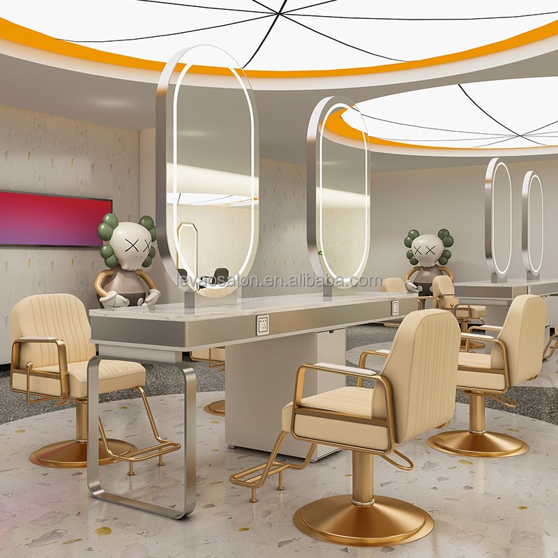 solon furniture barber shop styling chairs and wavy mirror stations