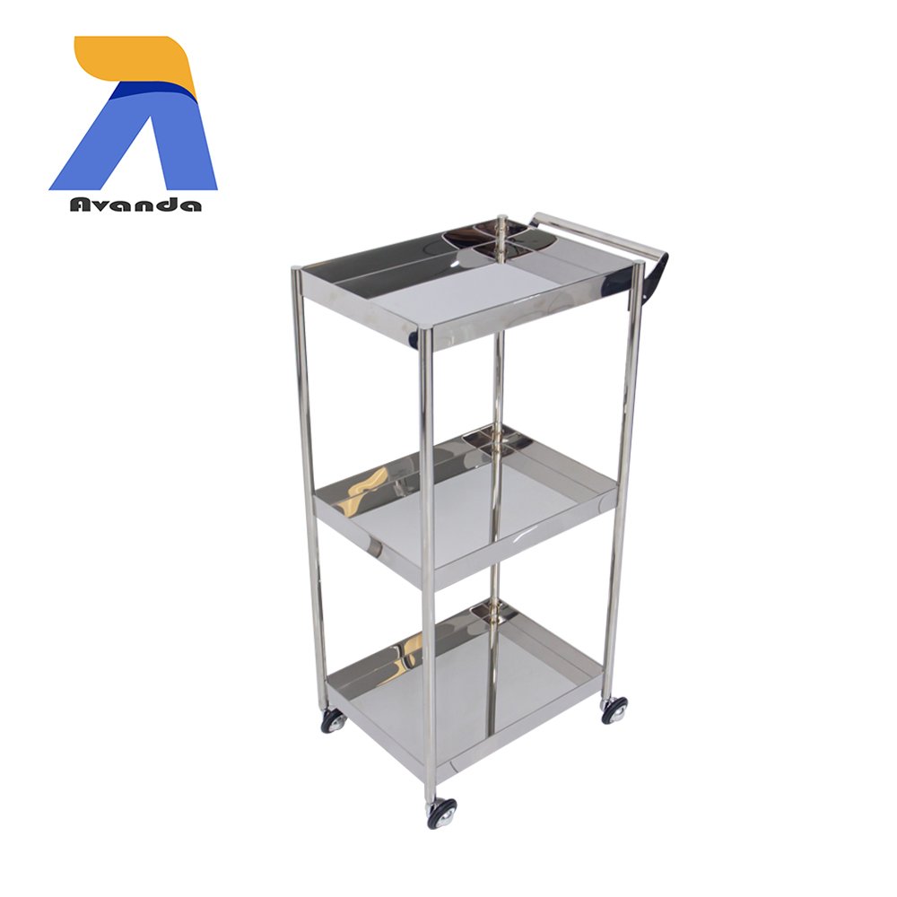 Factory Wholesale Hair Beauty Salon Special Mobile Trolley Stainless Steel Tools Storage Cart