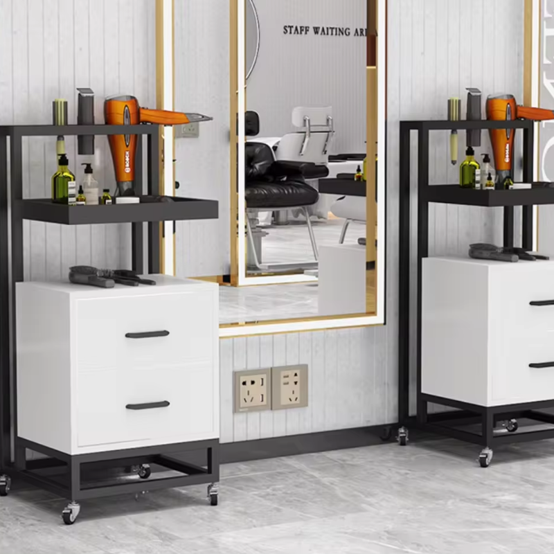 Cheap Barber Sop Furniture Stainless Steel Styling Salon Tool Beauty Hair Salon Side Trolley with wheels and Drawers