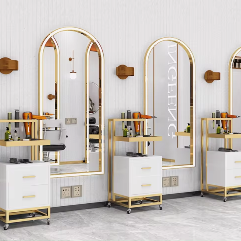Cheap Barber Sop Furniture Stainless Steel Styling Salon Tool Beauty Hair Salon Side Trolley with wheels and Drawers