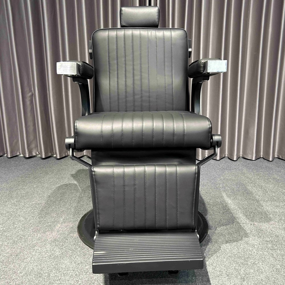 Modern Luxury Styling Chair for Beauty Salon Heavy Duty Black Hydraulic Leather Barber Chair with Reclining Feature PU Material