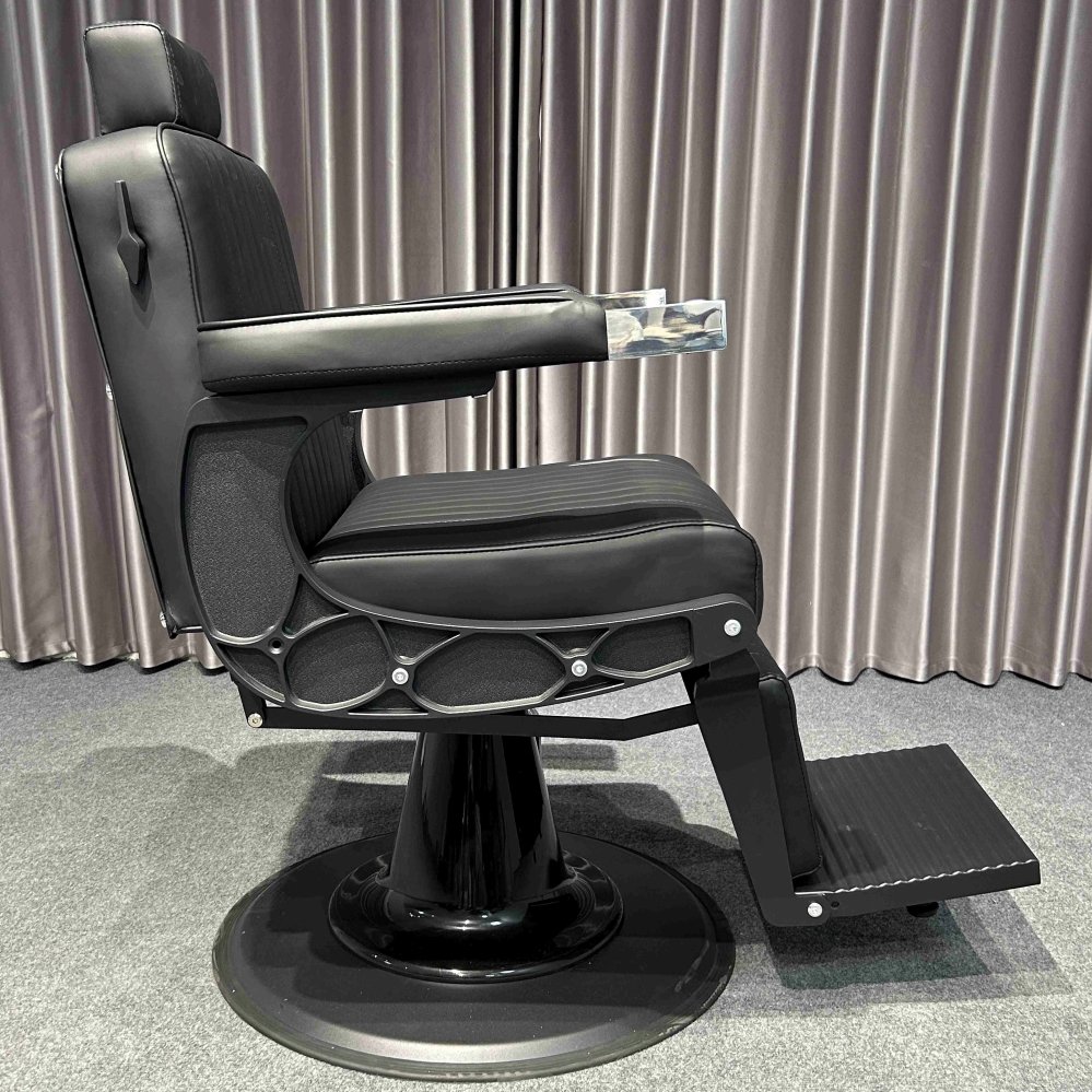 Modern Luxury Styling Chair for Beauty Salon Heavy Duty Black Hydraulic Leather Barber Chair with Reclining Feature PU Material
