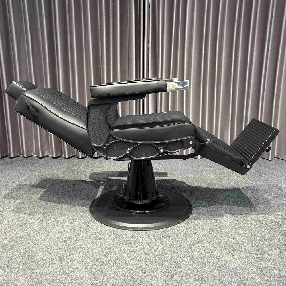 Modern Luxury Styling Chair for Beauty Salon Heavy Duty Black Hydraulic Leather Barber Chair with Reclining Feature PU Material