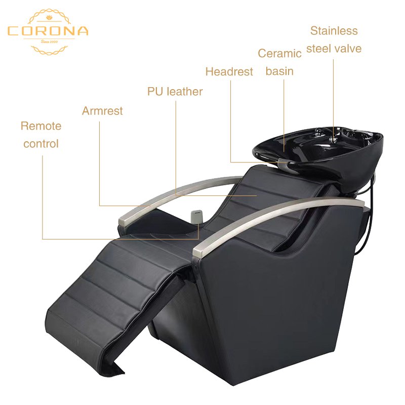 Professional Hair Salon Furniture Black Adjustable Electric Massage Shampoo Chairs For Washing Hair