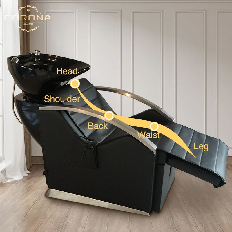 Professional Hair Salon Furniture Black Adjustable Electric Massage Shampoo Chairs For Washing Hair