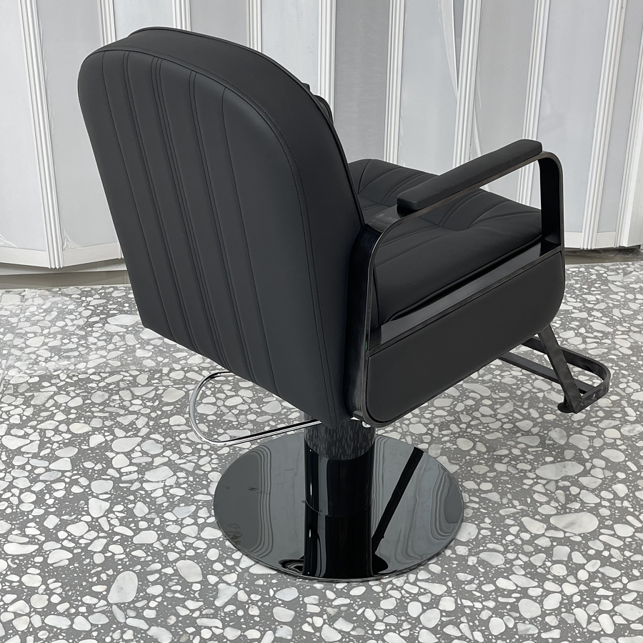 Latest Hot Sale Fashion Design barber chair beauty salon equipment Lifting and rotating Black titanium stainless steel disc
