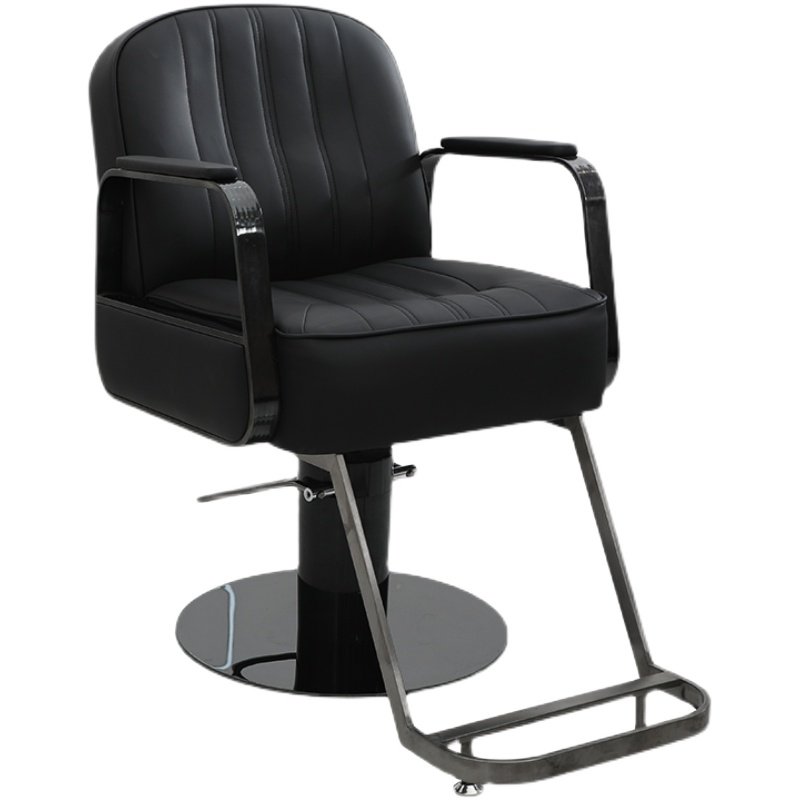 Latest Hot Sale Fashion Design barber chair beauty salon equipment Lifting and rotating Black titanium stainless steel disc