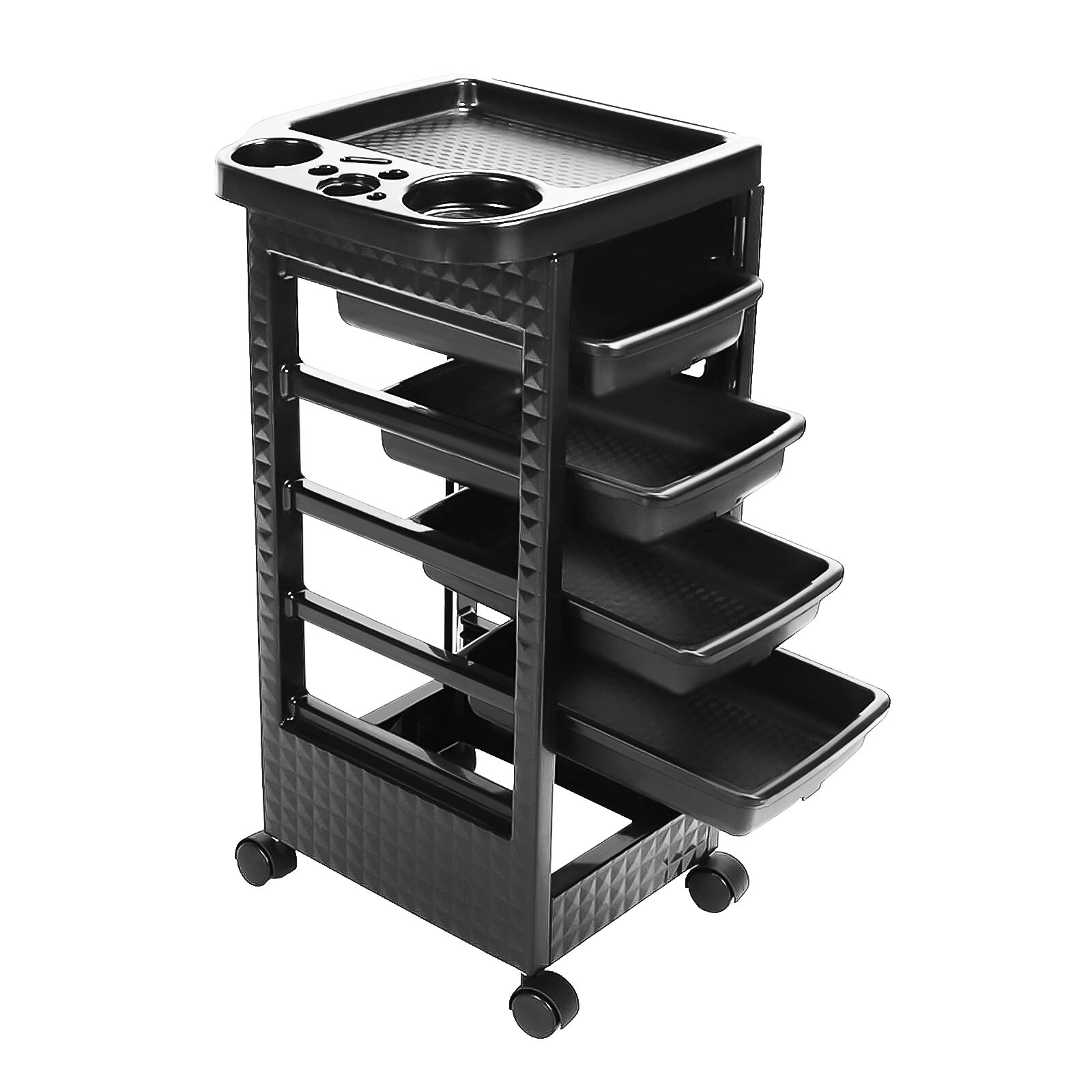 Hair Styling Salon Trolley Cart with Wheels and 4 Drawers Salon Rolling Cart for Hair Stylist, Hairdresser, Beauty, Tattoo