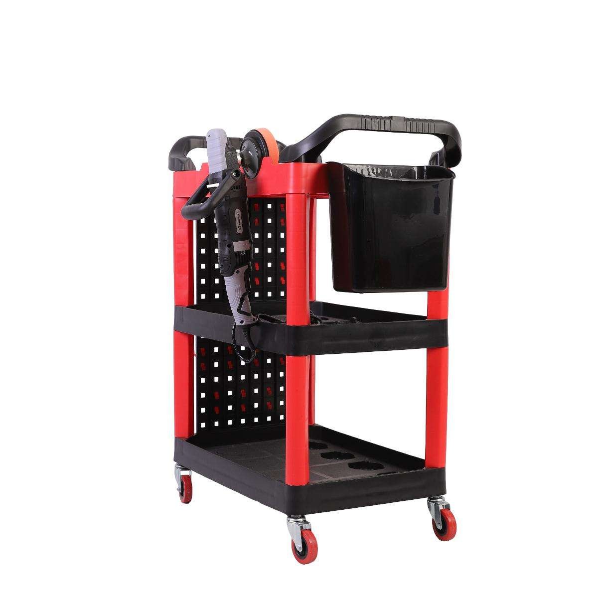 Multi-Purpose Auto Beauty Salon Trolley Garage Car Washing Shop Three-Story Cart with Bucket