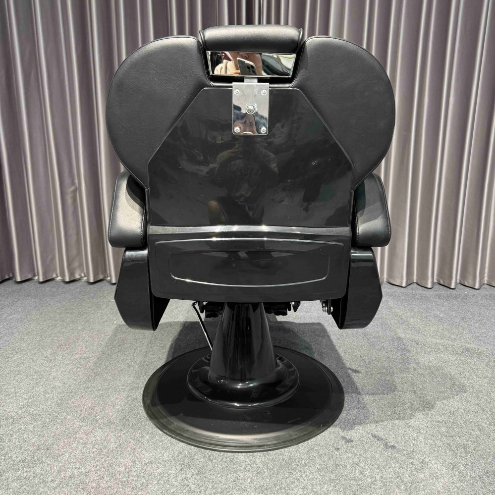 Modern Black Barber Chair with Heavy Duty Pump Cheap Hair Salon Furniture for Beauty Salon Leather and Wood Material