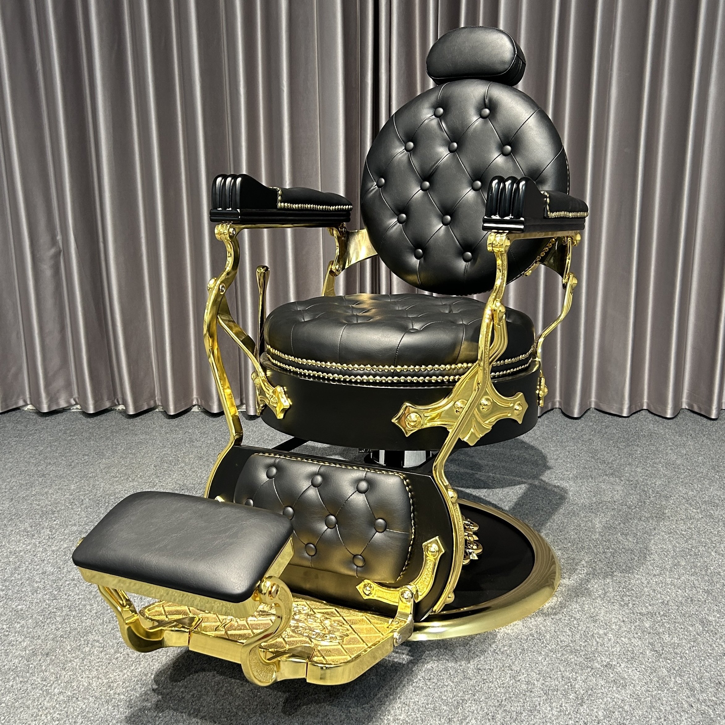 High-End Vintage Men's Barber Chair Modern Metal Styling Chair for Beauty Salons and Barbershops