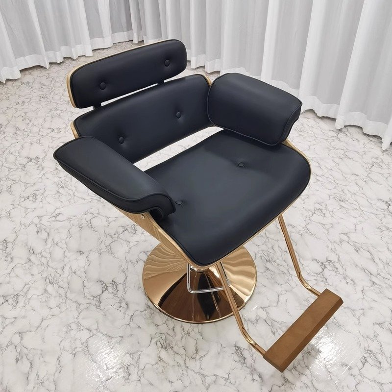Factory Direct Beauty retail Salon Furniture Cheap Designer Salon Chairs Black Gold Hair Cut Chair Hairdressing Chair