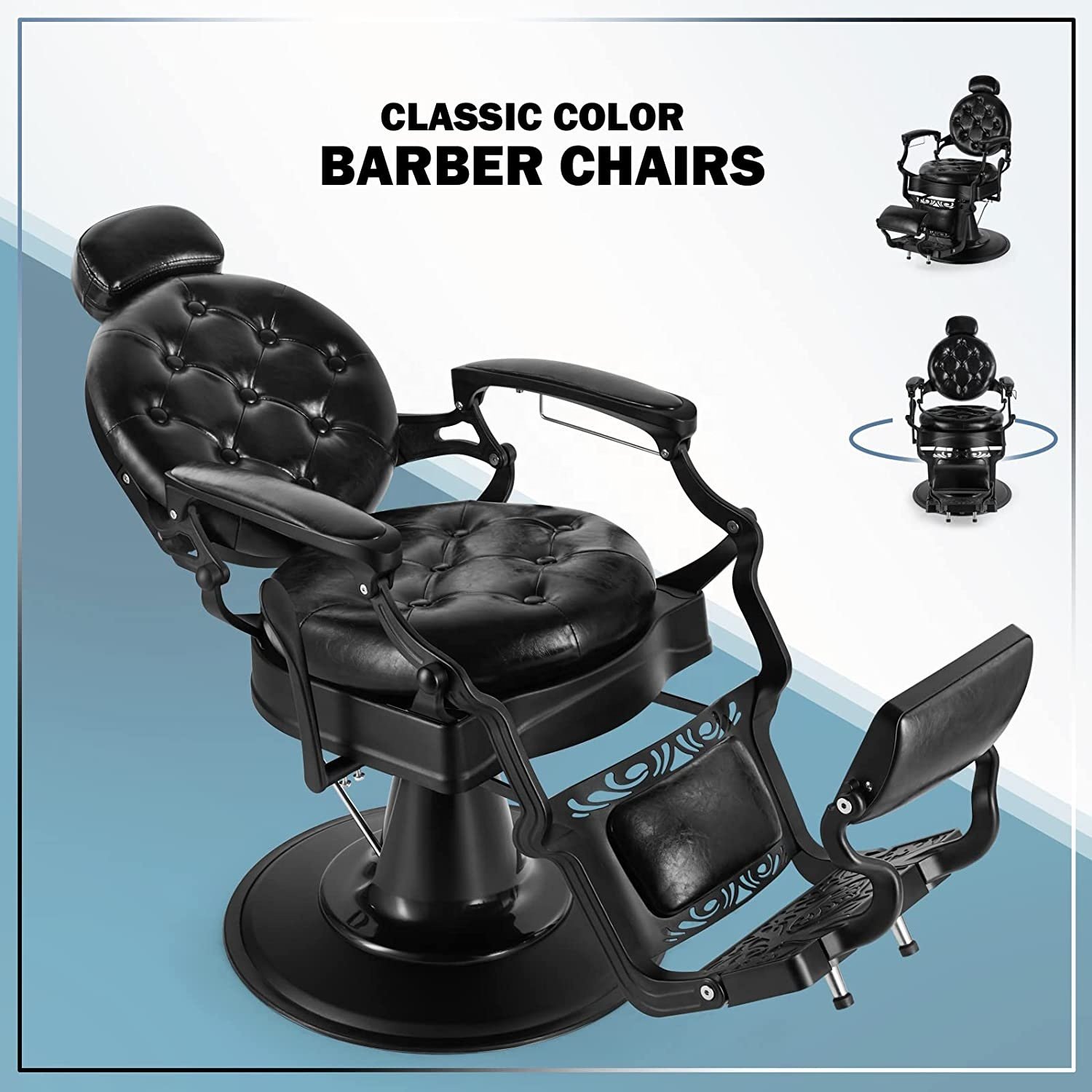 Hydraulic Beauty Chair Salon Furniture Leather and Wood Barber Chair with Chrome Base for Hair Salon or Barber Shop