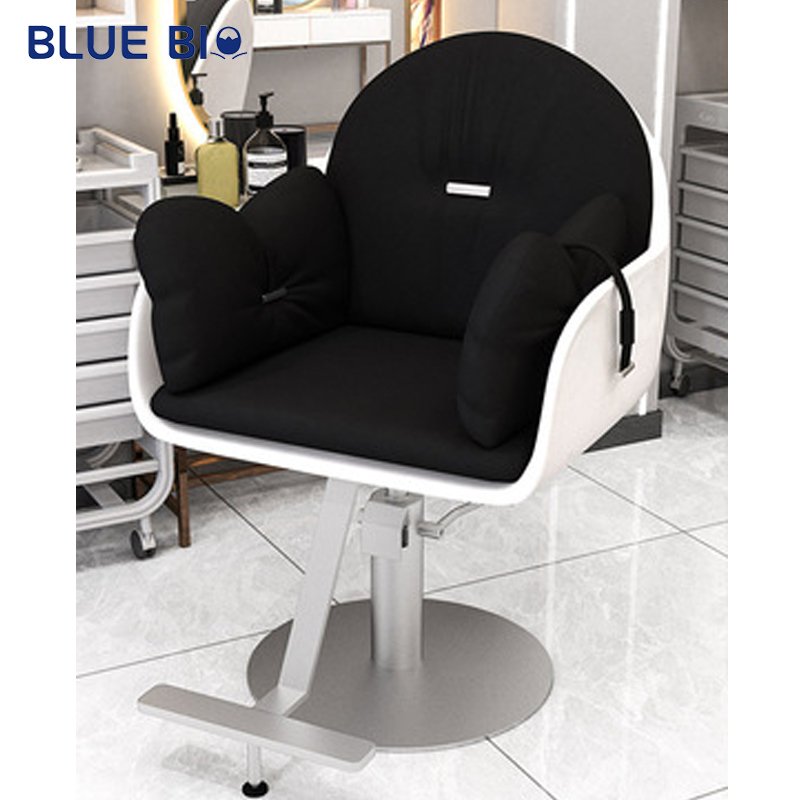 Modern High-End Hair Salon Furniture Armchair Rotating Lifting Stainless Steel Base Metal Barber Chair