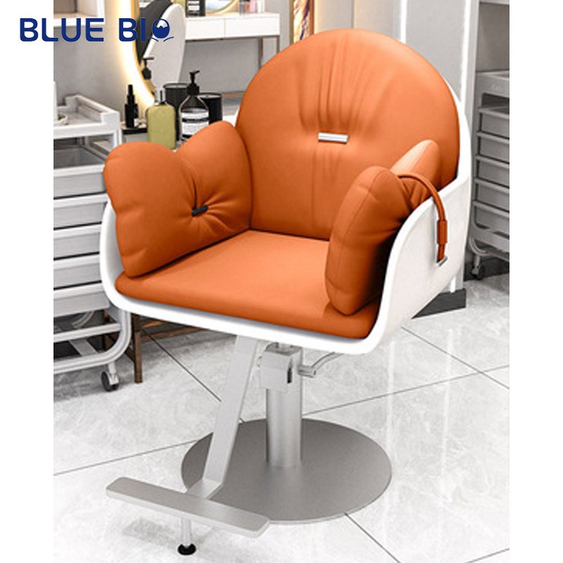 Modern High-End Hair Salon Furniture Armchair Rotating Lifting Stainless Steel Base Metal Barber Chair