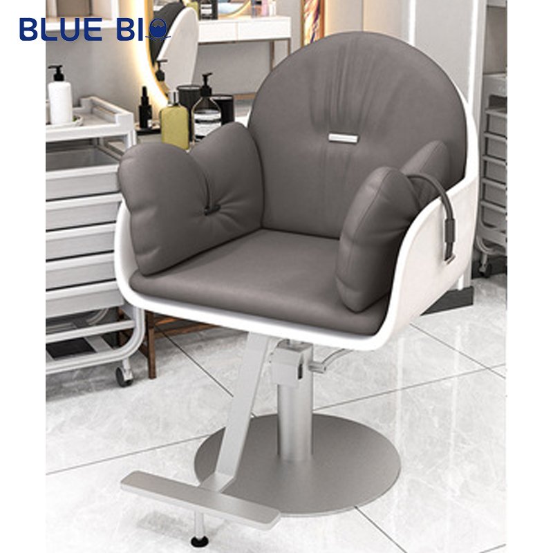 Modern High-End Hair Salon Furniture Armchair Rotating Lifting Stainless Steel Base Metal Barber Chair