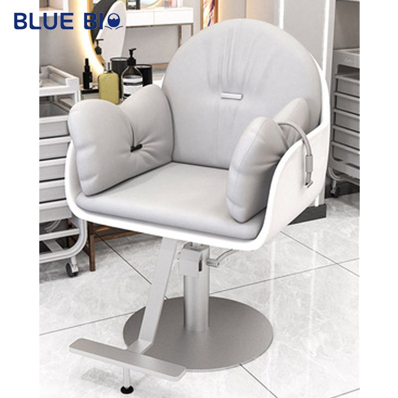 Modern High-End Hair Salon Furniture Armchair Rotating Lifting Stainless Steel Base Metal Barber Chair