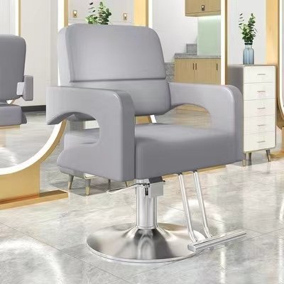 High-End Stainless Steel Black Metal Barber Chair Rotating Lifting Armchair for Beauty Hair Salon Living Room Dining Outdoor Use