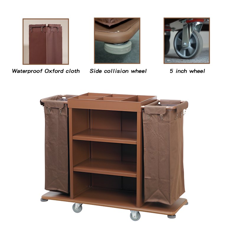 High Quality 5-inch wheels Hotel Room Service Trolley Wholesale Door Maid Cart for Housekeeping Guest Room Service Cart