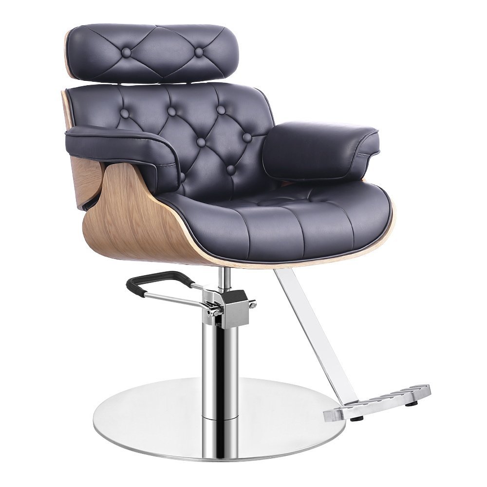 DM Barbero Wholesale Beauty Salon Hydraulic Black Leather Duty Barber Chair OEM Hair Heavy Salon Furniture