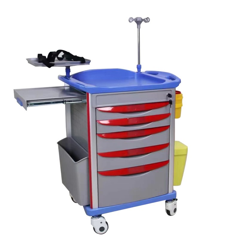Manufacturers Wholesale ABS Infusion Anesthesia Trolley With Drawer Rescue Silent Universal Wheel Hospital Treatment Trolley