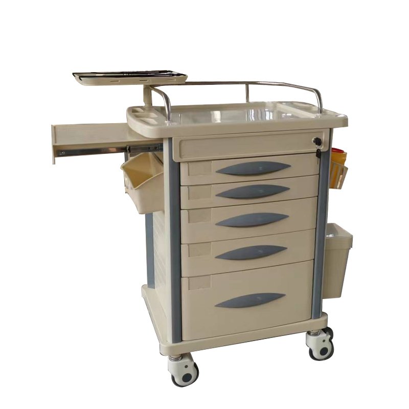Manufacturers Wholesale ABS Infusion Anesthesia Trolley With Drawer Rescue Silent Universal Wheel Hospital Treatment Trolley