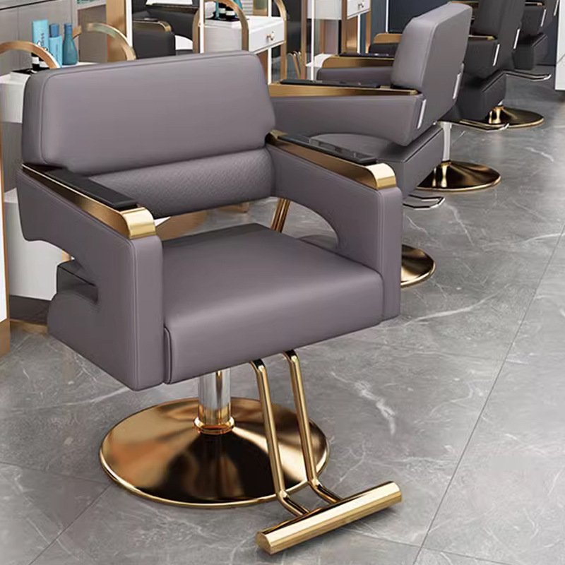 High Quality Modern Beauty Hair Portable Barber Shop Luxury Black Leather Metal Salon Barber Chair