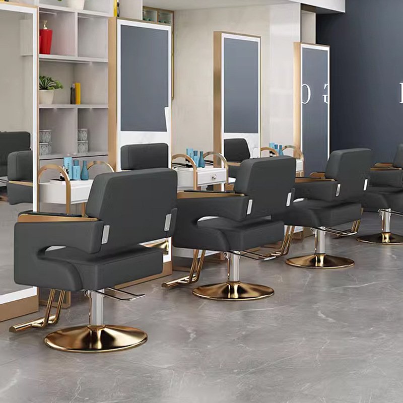 High Quality Modern Beauty Hair Portable Barber Shop Luxury Black Leather Metal Salon Barber Chair