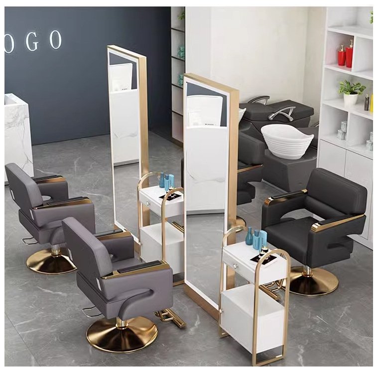 High Quality Modern Beauty Hair Portable Barber Shop Luxury Black Leather Metal Salon Barber Chair