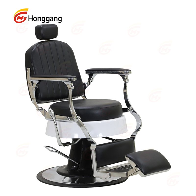 Elegant Antique Black Barber Chair for Men - Perfect for Salons and Barbershops