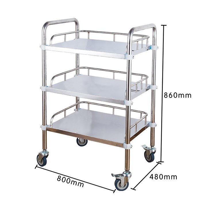 Hospital Stainless Steel Two Layer Three Layer removable Medical Cart Cheap Price Multi-functional Mobile Trolley