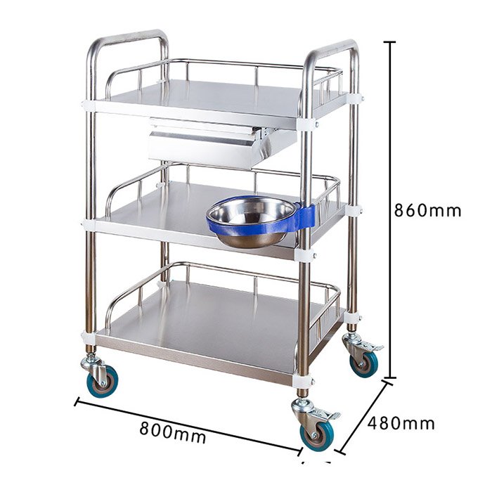 Hospital Stainless Steel Two Layer Three Layer removable Medical Cart Cheap Price Multi-functional Mobile Trolley