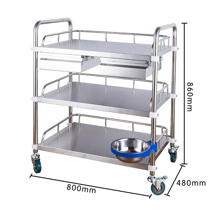 Hospital Stainless Steel Two Layer Three Layer removable Medical Cart Cheap Price Multi-functional Mobile Trolley