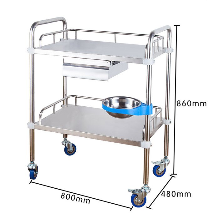 Hospital Stainless Steel Two Layer Three Layer removable Medical Cart Cheap Price Multi-functional Mobile Trolley