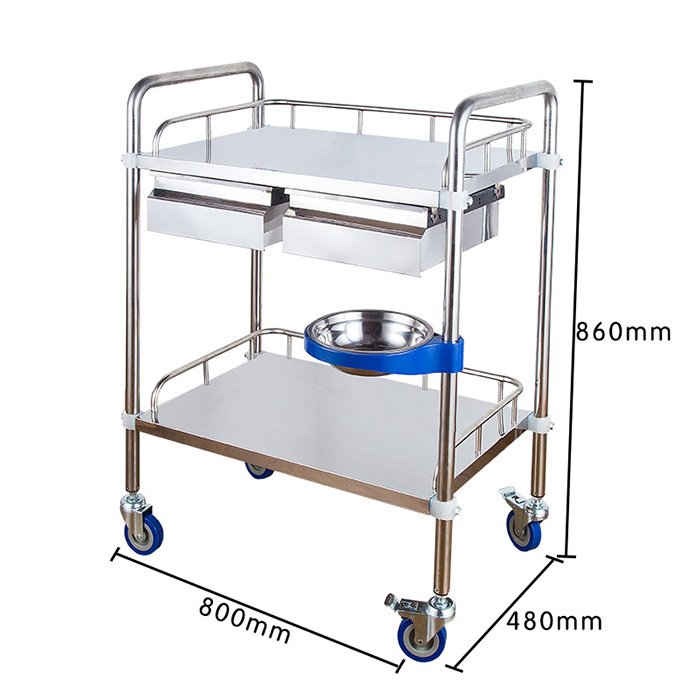 Hospital Stainless Steel Two Layer Three Layer removable Medical Cart Cheap Price Multi-functional Mobile Trolley