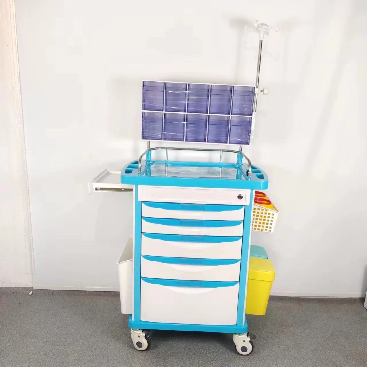 Yishanghe High Quality ABS Plastic Anesthesia Trolley Cart With Drawers For Animal Clinic